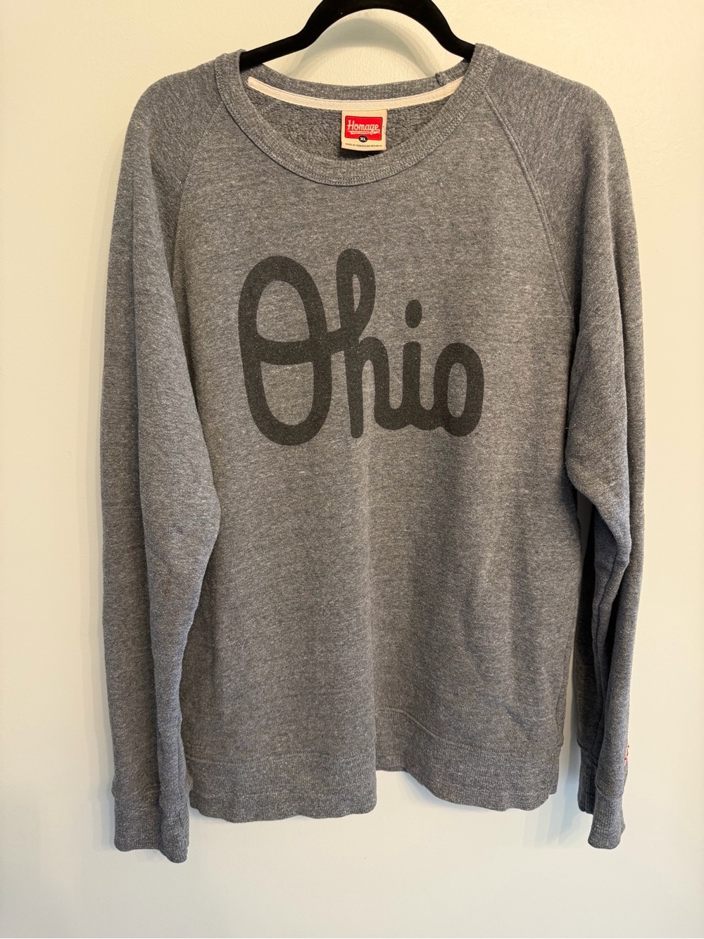 HOMAGE Men’s Gray Ohio State Script Crewneck Sweatshirt Size XL